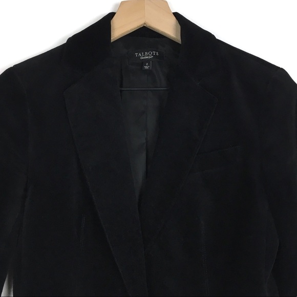 TALBOTS Jacket Blazer Kate Fit Velvet Black Stretch Equestrian Riding Size 2 - Picture 2 of 9